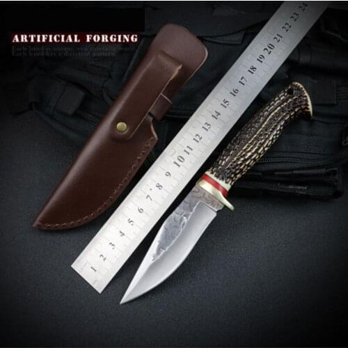 PEGASI imitation deer horn handle 440C forge camping straight blade outdoor survival tactics of the best collector knives