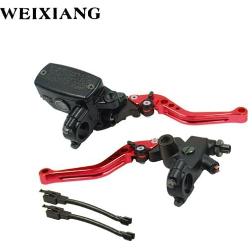 7/8" 22mm CNC Front Motorcycle Hydraulic Brake Pump Master Cylinder Left Right Disc Brake Lever Universal w/ Brake Switch M10