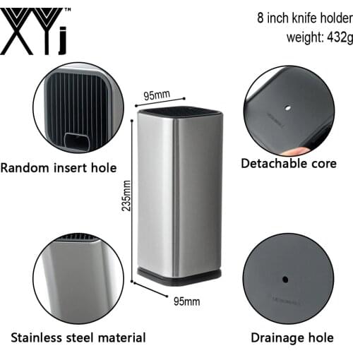 XYj 8 inch Stainless Steel Kitchen Knife Stand Holder For Steel Knifves Creative Kitchen Block Tool Seat Holder Insert Rack