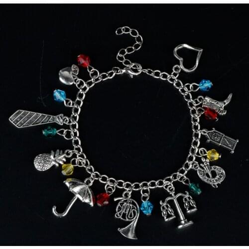 Dongsheng HOW I MET YOUR MOTHER Fandom Charm Bracelet Umbrella Trumpet Lamp Shoes Women Vintage Bangle Bracelet Christams Gift-2