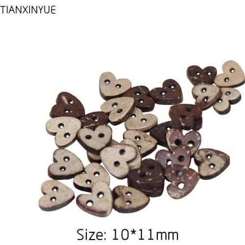 TIANXINYUE 100 pcs Heart Button Coconut Buttons Laser Marking Button for Clothing Accessories
