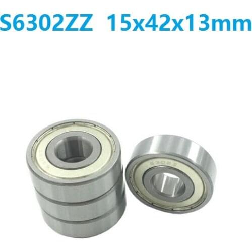10pcs ABEC-5 S6302ZZ S6302 ZZ deep groove rolling bearing 15*42*13mm Stainless steel Deep Groove Ball Bearings 15x42x13mm 6302