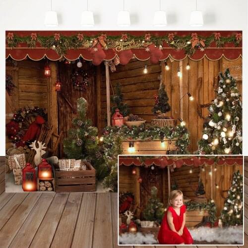 Merry Christmas Photography Background Xmas Tree Wooden Board Backdrop Children Party Decorative props Banner For Photo Studio