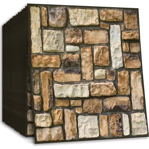 Self Adhesive Wallpaper Brick Stone Rock Textured 3D Wall Papers for Living Room Store and Barbershop Home Improvement Sticker