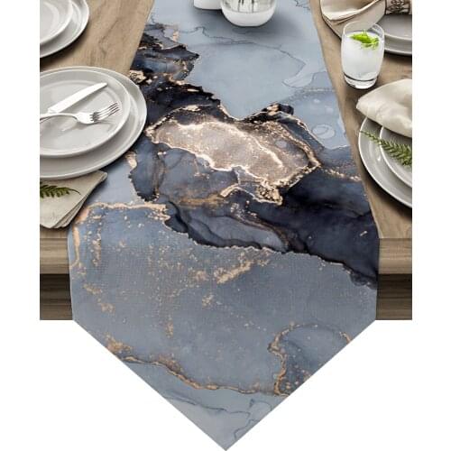 Marble Texture Gray Table Runner Luxury Dining Table Decor Tablecloth Table Runner for Wedding Party