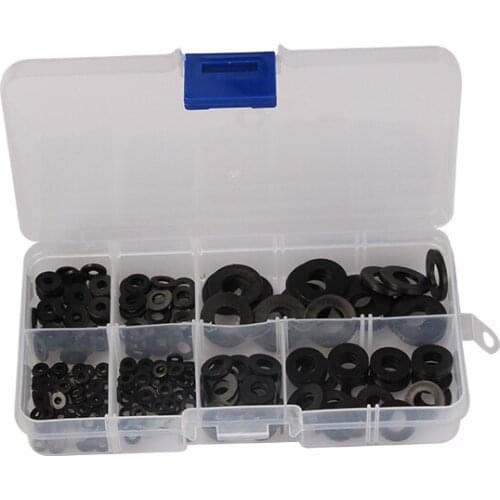 250/500Pcs Black /White Plastic Nylon Washer M2 M2.5 M3 M4 M5 M6 M8 Plated Flat Spacer Washer Seals Gasket Kit
