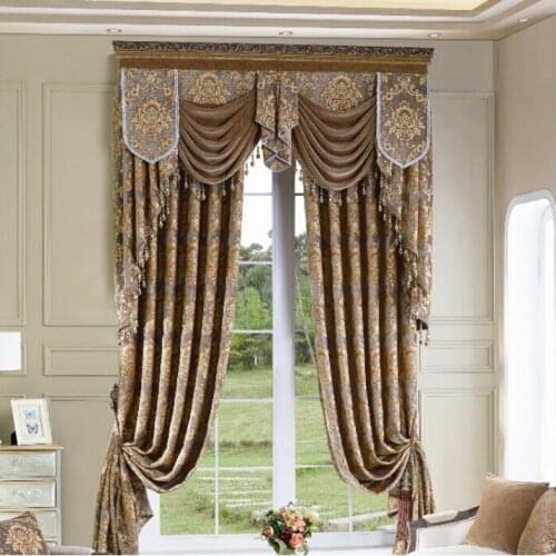 European-style Curtains for Living Dining Room Bedroom Thickened Chenille Curtains Luxury Embroidered Curtains Valance Curtains