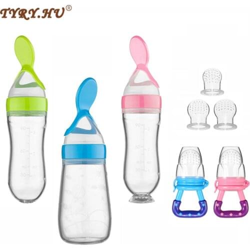 TYRU.HU Silicone Squeezing Feeding Bottle Spoon Bottle Feeder Newborn Baby Training Drink Spoon Safe Tableware Training Feeder