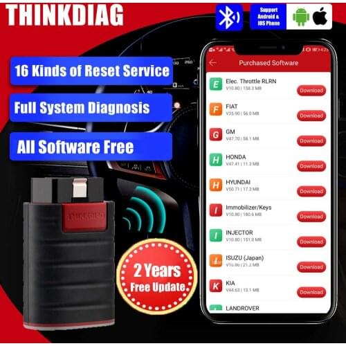 Scanner Thinkcar ThinkDiag All System All Software Free Work for IOS Android 16 Reset Service OBD Code Reader Scanner