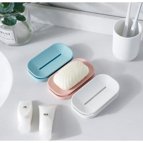 Unique Soap Dishes Bathroom Colorful Soap Holder Plastic Double Drain Soap Tray Holder Container for Bath Shower Bathroom SN