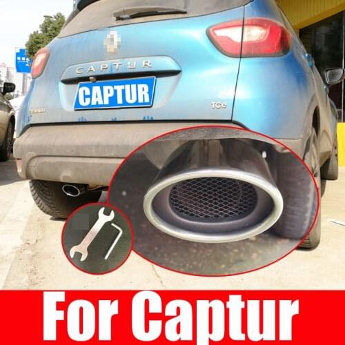 304 Stainless Steel Exhaust Pipe Muffler Tail Outlet End Belt Net System Oval For Renault Captur Accessories