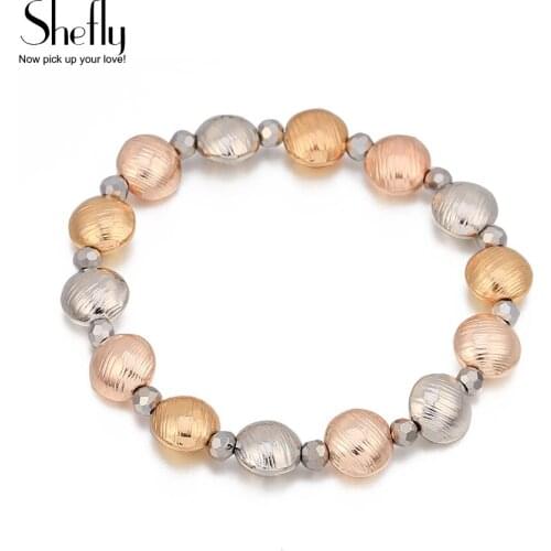 Women Beads Bracelets & Bangles 2020 Fashion Hand Jewelry Multi-Element Metal Round Silver Plated Pendant Bracelet For Girl Gift