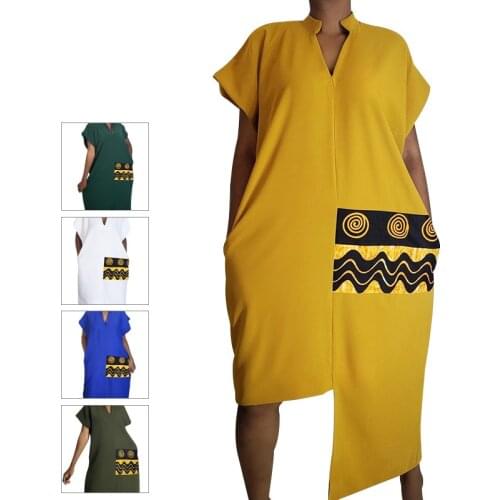 2021 Womens Spot Europe and the United States loose large size irregular hem stitching print dress gothic women clothing