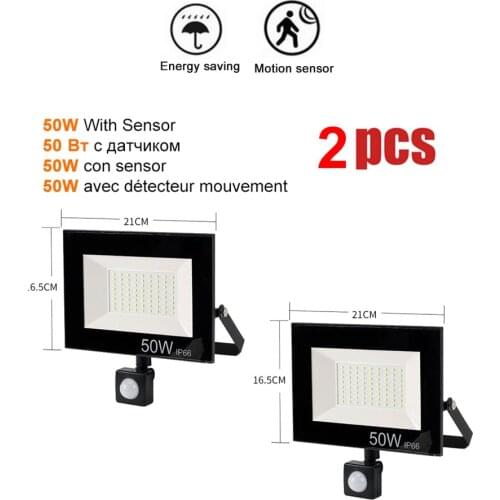 2 pcs 220V 10-100W LED FloodLight Spotlight Exterior Street wall reflector LED Light PIR Motion Sensor Separable Lamp Path Yard