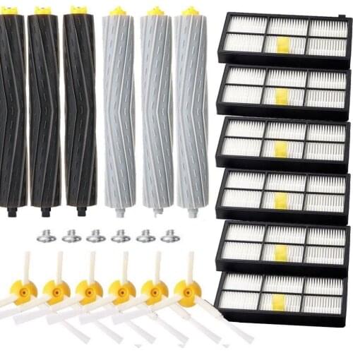 3 Pair Rotating Debris eExtractors + 6 Hepa Filters + 6 Side Brushes for iRobot Roomba 800 900 Series 870 880 980 Vacuum Cleaner