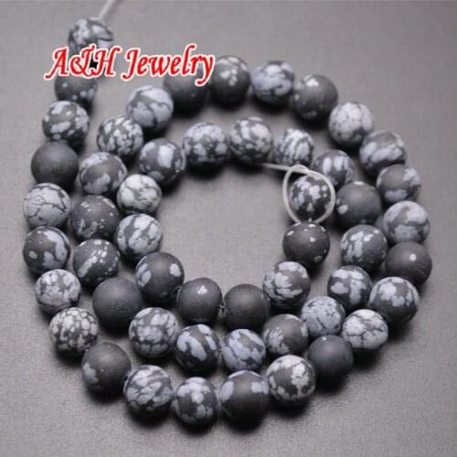 5pcs Black and White Veins Natural Semi-precious Snow Stone Round Shape Strand Loose Beads