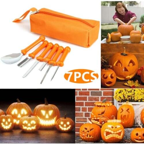 7 Pcs Halloween Professional Pumpkin Carving Tool Kit Easily Carve Sculpt Halloween Tools Supplies Halloween DIY Carving Tools