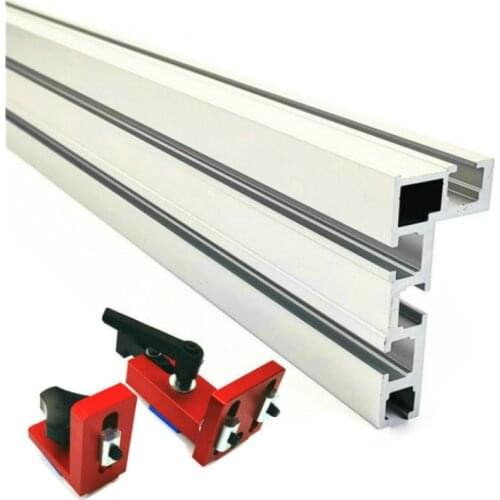 600mm/800mm Aluminium Profile Fence 75mm Height with T-Tracks and Sliding Brackets Miter Gauge Backer Connector for Woodworking