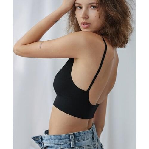 Female Bra Low Back Bra Sexy U-shaped Back Backless Bralette Women Wireless Tops Underwear Seamless Brassiere Unlined Tank Top