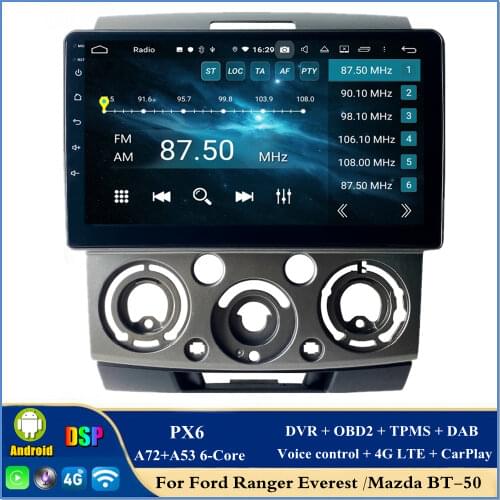CarPlay & Android Auto DSP PX6 Android 10 Car Radio DVD GPS Video Player WIFI for Ford Expedition Ranger Mazda BT-50 2006-2010