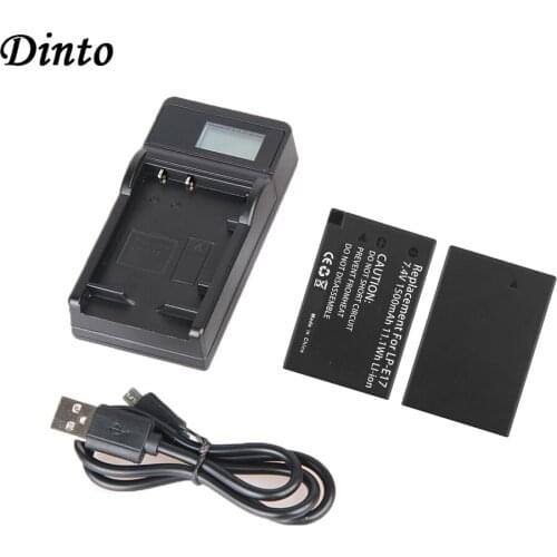 Dinto 2pcs LP-E17 LPE17 LP E17 Digital Camera Battery + LCD USB Charger for Canon EOS M3 M5 750D 760D T6i T6s 8000D Kiss X8i