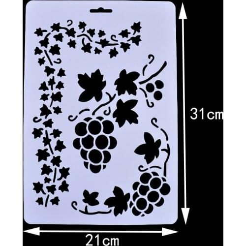 DIY Layering Stencil Masking Spray Template Scrapbooking Stamp Album Decorative Embossing Paper Card Craft Grapes Leaves
