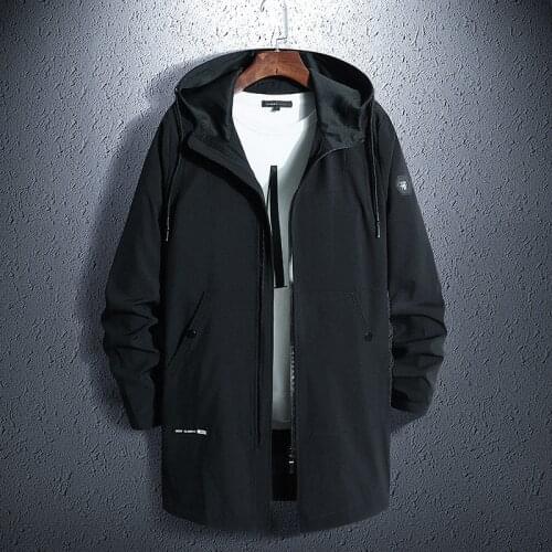 Long Color Mens Jacket Autumn Hooded Windbreaker Loose Fat Bomber Streetwear Loose Breathable Coat Plus Size M-8XL;YA081