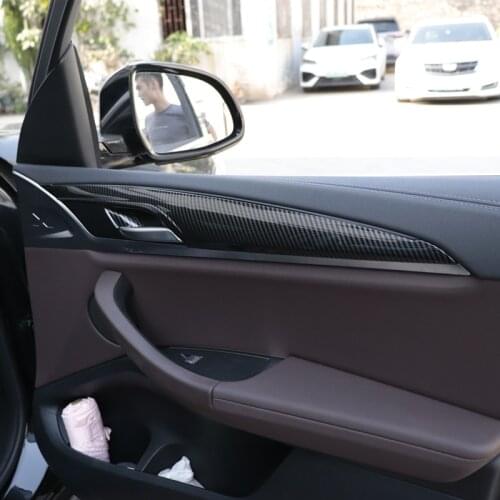 For BMW X3 X4 G01 G02 M Sport 4PCS ABS Carbon Fiber Indoor Door Trim Strips Cover Car Accessories