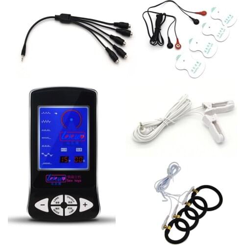 Electro Shock Kits E-Stim Penis Ring Electric Sex Nipple Clamps Body Massage Pads Stimulation Sex Toys For Couples Adult Game