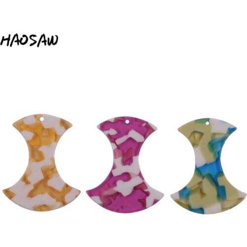 HAOSAW 32*40MM 4Pcs/Lot Acetic Acid Charm/Irregular Shape/DIY Jewelry Making/Jewelry Accessory/Hand Made/Earring Findings