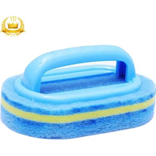 Kitchen Bathroom Toilet Cleaning Tool Glass Wall Cleaning Brush Convenient Cleaner Plastic Handle Sponge Bottom Bathtub Brush