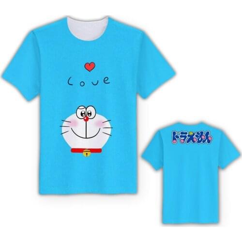 IVYYE Doraemon Fashion Anime Tshirt Short Tshirt Women Men Casual Summer Wear Unisex Birthday Gifts New