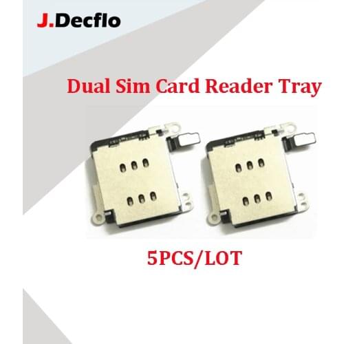 JDecflo 5Pcs/Lot Dual Sim Card Reader Tray Holder Socket Slot For iPhone XR 11 12 Adapter Flex Cable Repair Replacement Parts