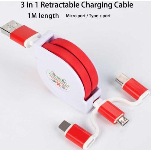 Portable Multi Usb Charging Cable For Samsung S10 S21 Note9 A40 M20 Type-c Micro Fast Charge Wire For Huawei Mate20 Honor30 Oppo