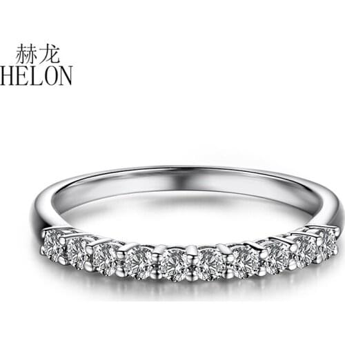 HELON Moissanite Ring Solid 18K White Gold AU750 VVS/ FG Color Lab Grown Moissanites Diamond Engagement Ring Women Wedding Band