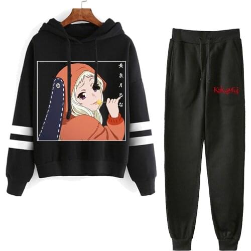 Casual Tracksuit Kakegurui Anime Men Sets Hoodies and Pants Two Piece Sets Hooded Sweatshirt Outfit Sportswear Male Suit Clothes