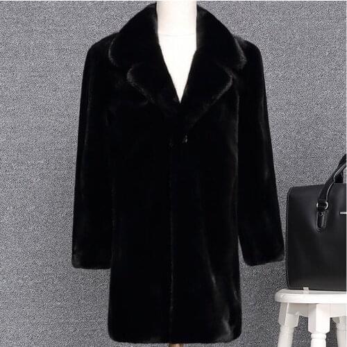 Faux mink leather jacket mens winter thicken warm fur leather coat men loose jackets jaqueta de couro fashion black M - 3XL