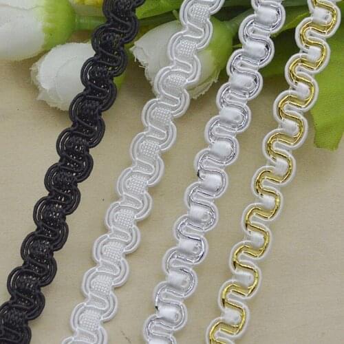 20Meters 1cm width Curve Lace Trim Sewing Material Black White Centipede Braided Ribbon Lace DIY Clothing Wedding Accessories
