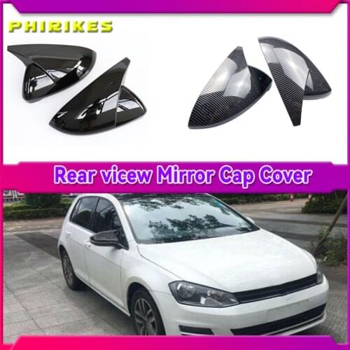 2 pieces for VW Golf 7 MK7 7.5 GTD R GTI Touran L E-GOLF Side Wing Mirror Cover Caps Bright Black RearView Mirror Case Cover