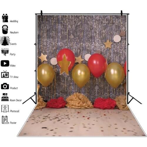 Laeacco Baby Photocall Scenic Photo Backdrops Balloons Gold Tassel Glitters Star Newborn Photographic Backgrounds Photostudio