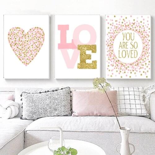 Minimalist Abstract Beautiful Pink Heart Wall Art Canvas Painting Nordic Posters and Prints Wall Pictures for Living Home Decor