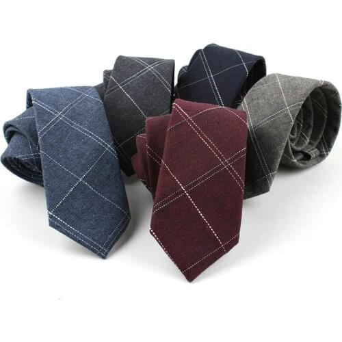 Fashion Jeans Neck Ties For Men 6cm Skinny Denim Cotton Ties Casual Solid Necktie Plaid Narrow Gravata Business Suits Tie