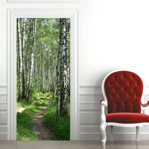Forest Alley Door Sticker Removable Self Adhesive Mural Decal DIY Wall Decor Wallpaper Home Decor For Living Room Bedroom