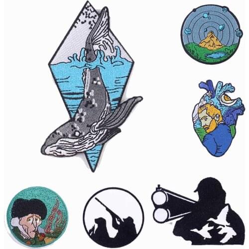 DIY Heart Patches For Clothing Iron on Jacket Accessories Applique Decor Round Embroidered Patches For Clothing Fusible Sewing