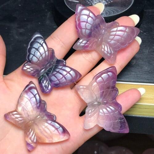 Natural fluorite carving beautiful butterfly home decoration