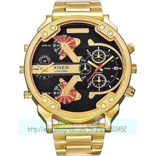 30pcs/lot xinew-5918 new arrival high quality stainless steel watch big round dial man quartz wristwatch wholesale casual watch