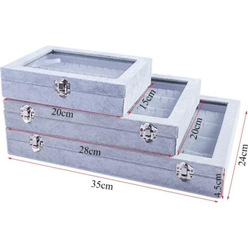 High Quality Black/Gray Velvet Earrings Jewelry Boxes Ring Earring Bracelet Necklace other Ornament Storage Jewellery Organizer