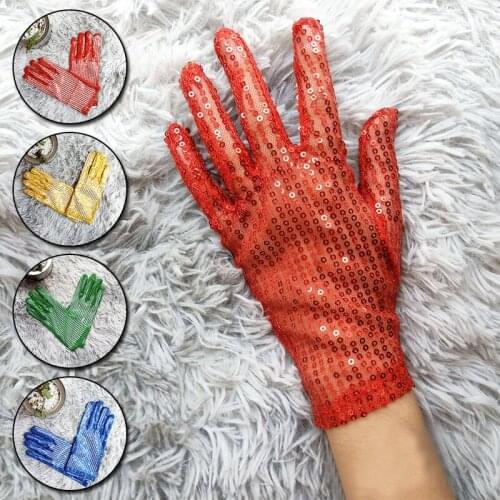 Shining Sequined Hand Gloves Evening Party Costume Mittens Stretch Dancer Singer Nightclub Dance Stage Show Accessories 2020
