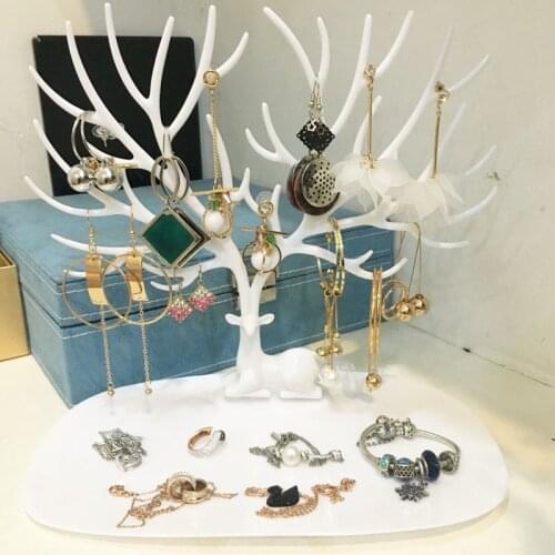 Plastic Antler Shaped Jewelry Box Organizer Ring Necklace Display Rack Holder AIC88