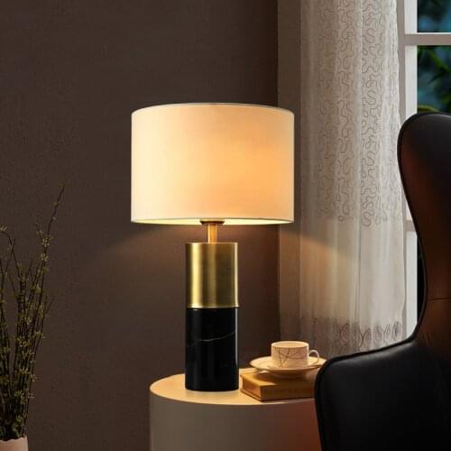 Postmodern all-copper led hotel bedside table lamp Nordic bedroom study office creative decorative table lamp